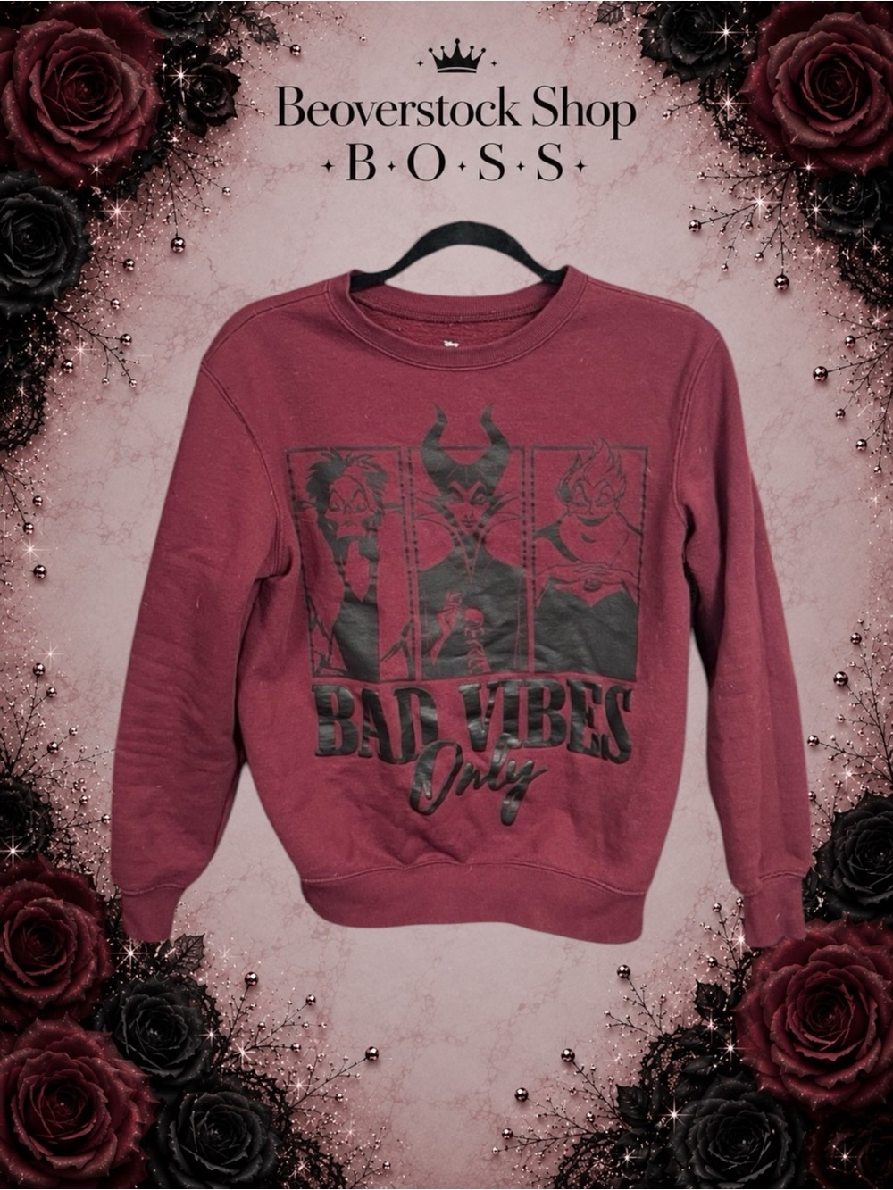 Pre-owned EUC Disney Villains “Bad Vibes Only” Crewneck Sweatshirt – Size S